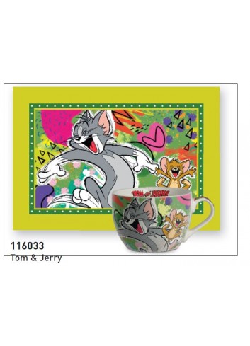 Set tazza colazione e tovaglietta Tom & Jerry 118007  Looney Tunes Egan