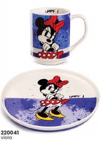 Gift set piatto portata e mug impilabile Minnie viola 220041 Disney Home Egan