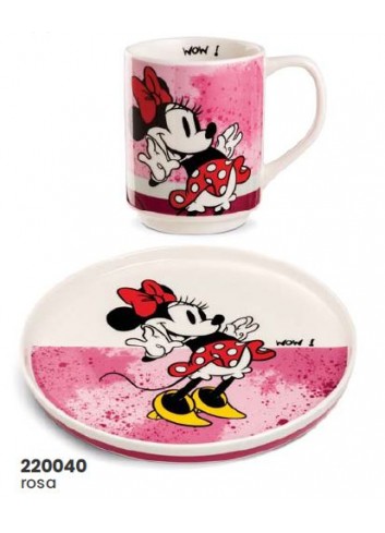 Gift set piatto portata e mug impilabile Minnie rosa 220040 Disney Home Egan