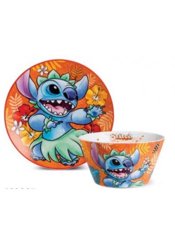 Gift set piatto dessert e bowl Stitch arancio 122037 Disney Egan