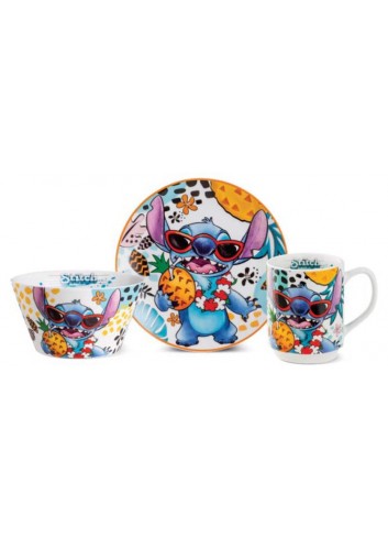 Gift set piatto dessert mug e bowl Stitch bianco 122019 Disney Egan